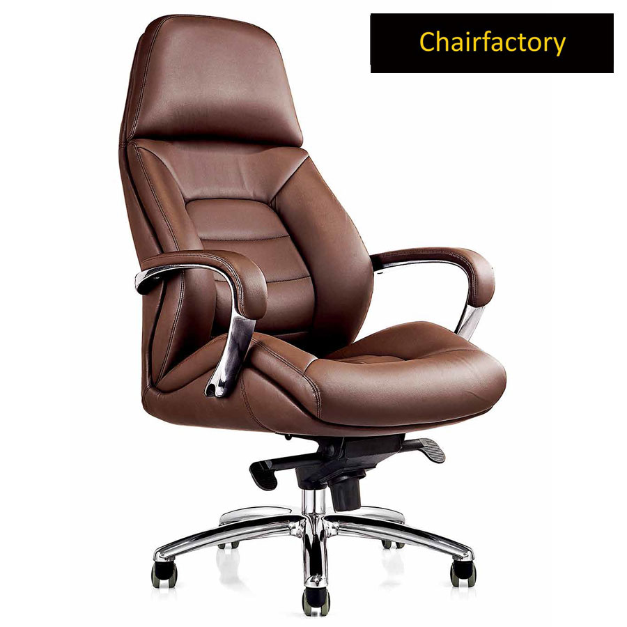 Paris High Back Brown Executive Directors Leather Chair - Broad